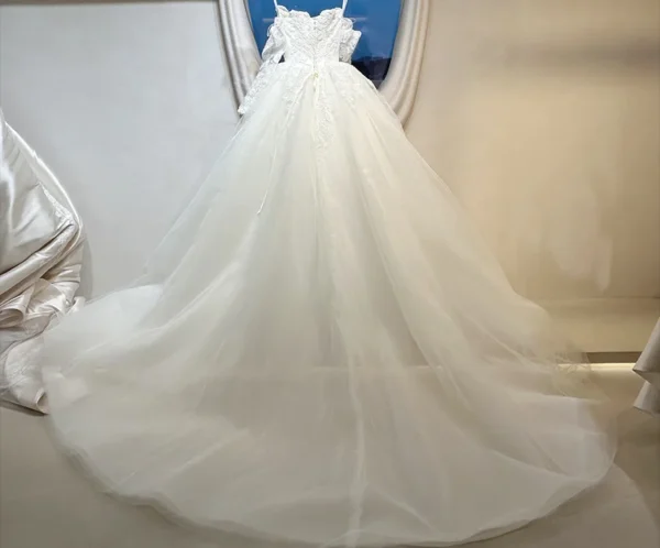 Off-the-Shoulder Lace  Gown Wedding Dress