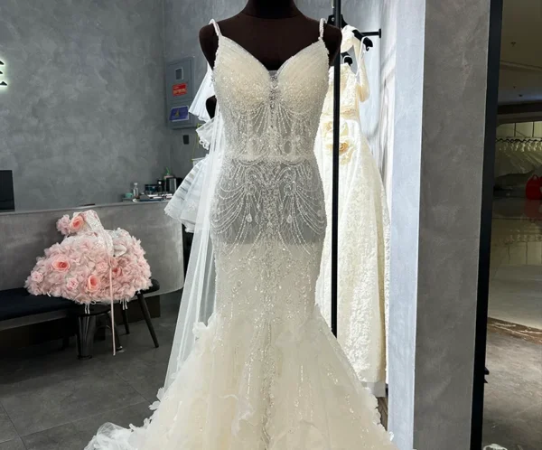 Sparkly Beaded Mermaid Wedding Dress for Bride