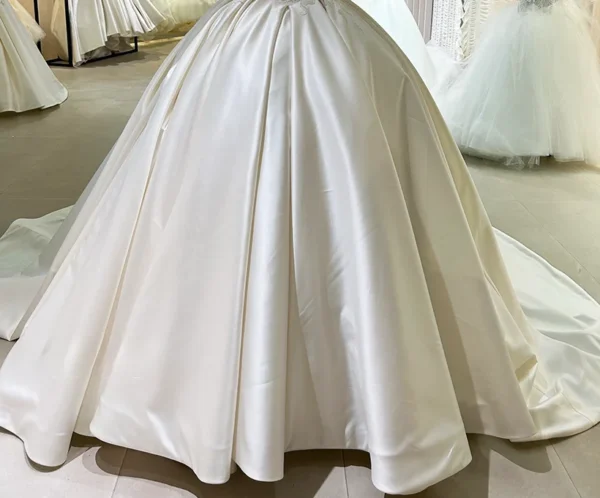 Off-the-Shoulder Satin Ball Gown Wedding Dress