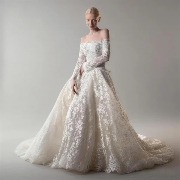 Off-The-Shoulder Lace Bridal Gown