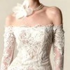 Off Shoulder Long Sleeve Lace Bodycon Mini Wedding Dress