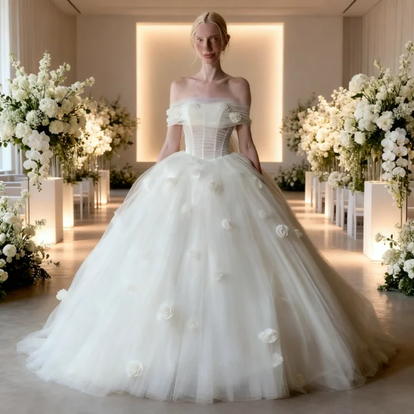 Off-the-shoulder tulle dress