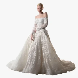 Off-The-Shoulder Lace Bridal Gown