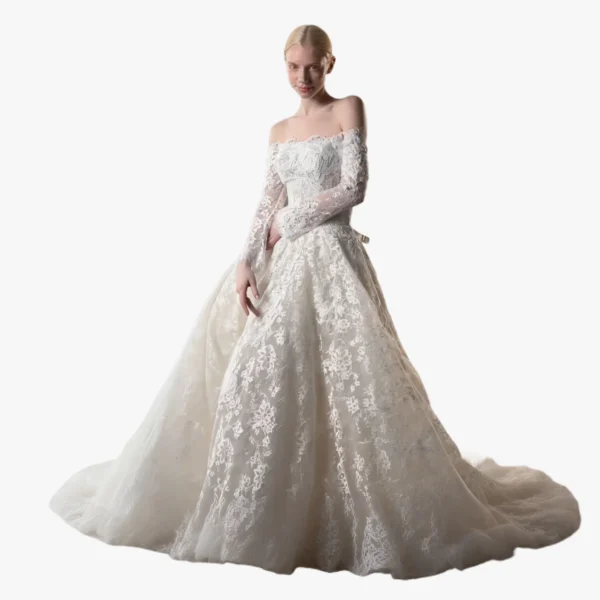 Off-The-Shoulder Lace Bridal Gown