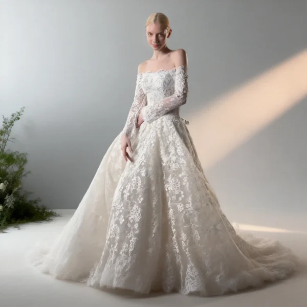 Off-The-Shoulder Lace Bridal Gown