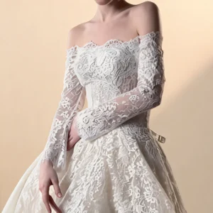 Off-The-Shoulder Lace Bridal Gown