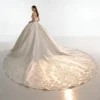 Strapless Embroidered Train Bridal Gown