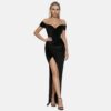 Ruched Black Gown