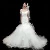 Off-the-Shoulder 3D Floral Mermaid Wedding Dress - Tulle Ruffled Bridal Gown with Train