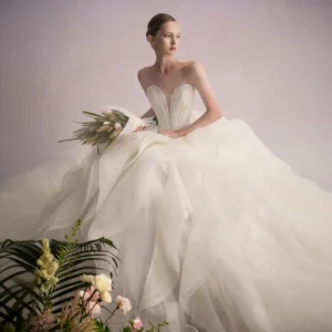 New Strapless Slim-Fit French Wedding Dress - Ruffled Tulle