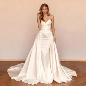 New 2-in-1 Satin Strapless Gown