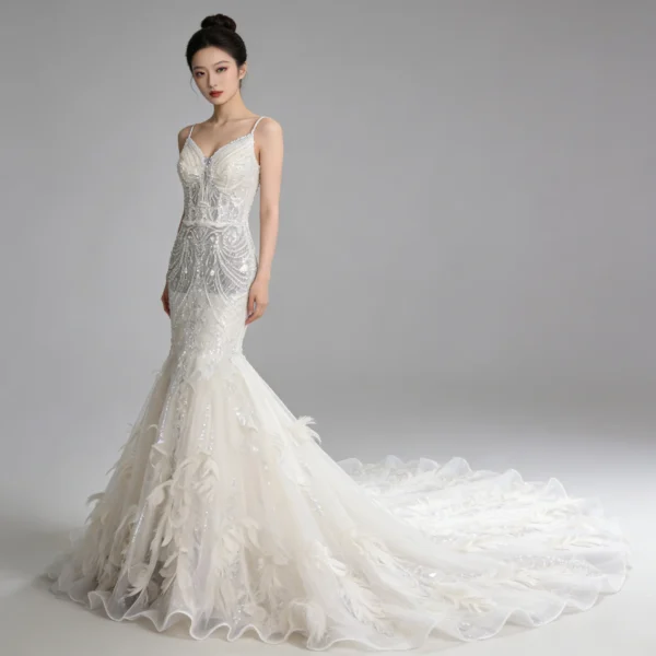 Sparkly Beaded Mermaid Wedding Dress for Bride