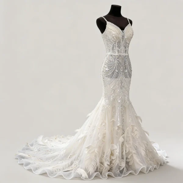 Sparkly Beaded Mermaid Wedding Dress for Bride