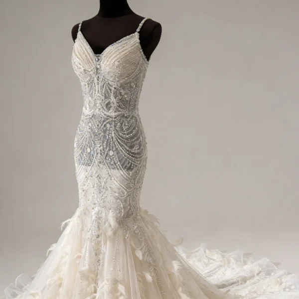Sparkly Beaded Mermaid Wedding Dress for Bride