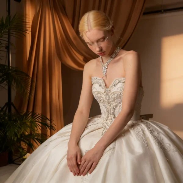 Off-The-Shoulder Satin Wedding Dress