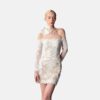 Off Shoulder Long Sleeve Lace Bodycon Mini Wedding Dress