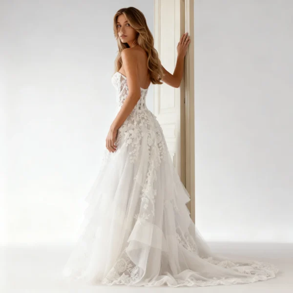 Strapless Sheer Tulle Wedding