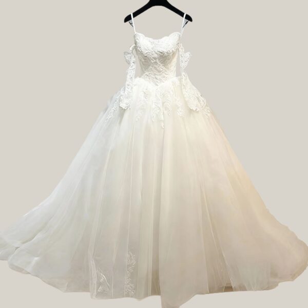 Off-the-Shoulder Lace  Gown Wedding Dress