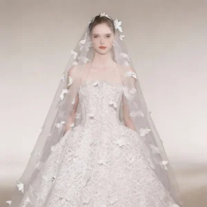 3D Butterfly Bridal Veil with Pearl