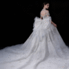 Oversized Bow Backless Bridal Gown with Train