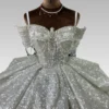 Bling Bling Off-the-Shoulder Ball Gown Wedding Dress with Train - Sparkle Sequin Bridal Gown