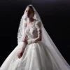 jimeng-2026-01-20-7766-调整图片比例1_1(1) Lace Ball Gown Wedding Dress - Long Sleeve Bridal Gown with Illusion Open Back & Cathedral Train