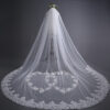 Heart Lace Cathedral Wedding Veil with Blusher