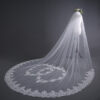 Heart Lace Cathedral Wedding Veil with Blusher