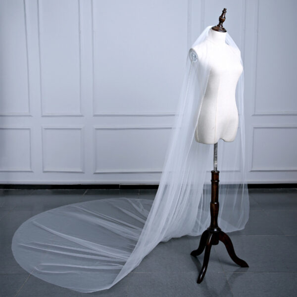 Two-Tier Plain Cathedral Wedding Veil with Blusher