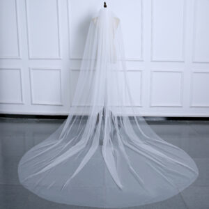 Two-Tier Plain Cathedral Wedding Veil with Blusher