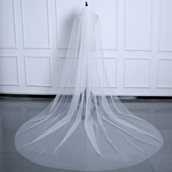 Two-Tier Plain Cathedral Wedding Veil with Blusher