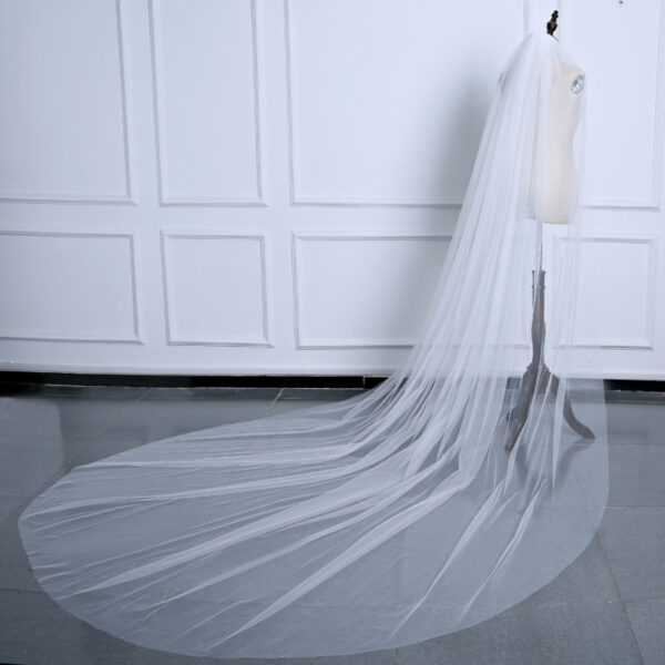 Two-Tier Plain Cathedral Wedding Veil with Blusher