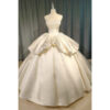 Classic Ballgown Wedding Dress | Ivory Satin Strapless Bridal Gown with Structured Bodice