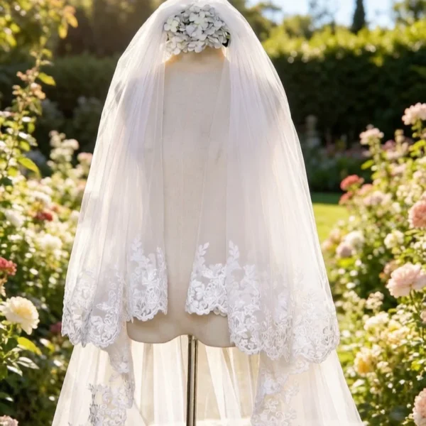 Two-Tier Lace Cathedral Wedding Veil