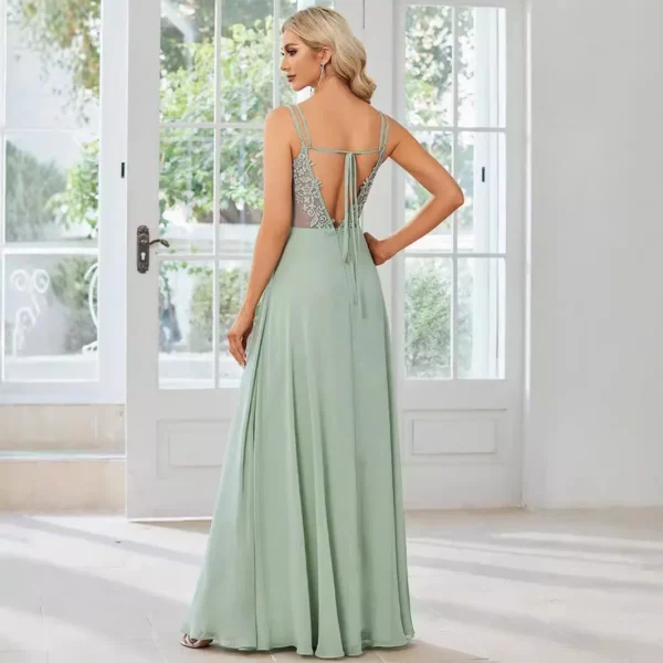 Long Chiffon Evening Dress - Pink Bridesmaid Dress
