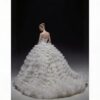 Luxury Tiered Tulle Ball Gown Wedding Dress | Satin Bodice, Dramatic Train, Elegant Slimming Bridal Gown