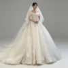 Off-the-Shoulder Tulle Ball Gown Wedding Dress