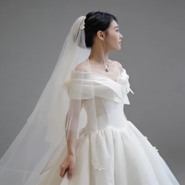 Off-the-Shoulder Tulle Ball Gown Wedding Dress