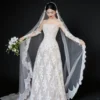 Strapless Lace A-Line Wedding Dress with Chapel Train