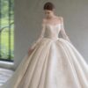 Elegant Long-Sleeve Off-the-Shoulder Lace Wedding Dress for Brides