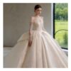 Elegant Long-Sleeve Off-the-Shoulder Lace Wedding Dress for Brides