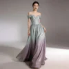 Gradient Shimmer Off-the-Shoulder Ball Gown Evening Dress
