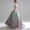 Gradient Shimmer Off-the-Shoulder Ball Gown Evening Dress