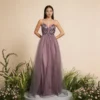 Dusty Purple Sequin Tulle Evening Dress