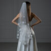 3D Flower & Pearl Fingertip Wedding Veil