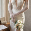 Opera Length Lace Bridal Gloves, Sheer White