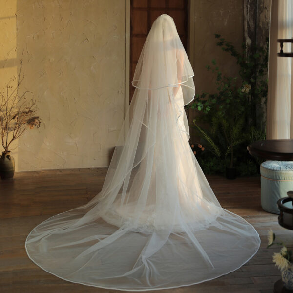 Two-Tier Satin Edge Cathedral Wedding Veil