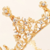 Luxury Vintage Gold Floral Bridal Crown | Alloy Diamond Full Round Tiara for Wedding