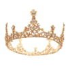 Luxury Vintage Gold Floral Bridal Crown | Alloy Diamond Full Round Tiara for Wedding
