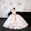 Sparkling Floral Tulle Princess Ball Gown with Sweetheart Neckline